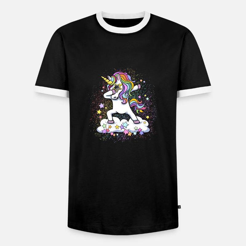 dabbendes Einhorn, cool - Männer Kontrast-T-Shirt - Schwarz/Weiß