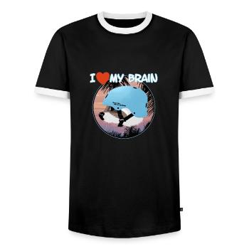 I love my brain Waschbär - Männer Kontrast-T-Shirt - Schwarz/Weiß - Vorne - AI Model Female 172 light (172cm) & AI Model Male 178 light (178cm)