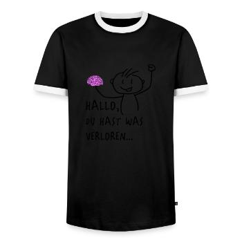 verlorenes Hirn - Männer Kontrast-T-Shirt - Schwarz/Weiß - Vorne - AI Model Female 172 light (172cm) & AI Model Male 178 light (178cm)