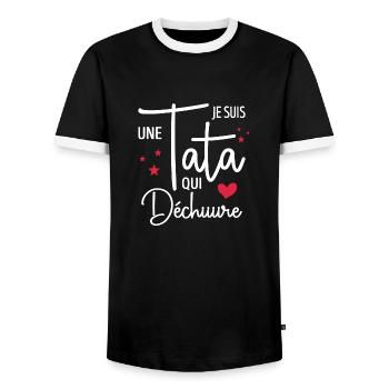Je Suis Une Tata Qui Déchire Cadeau Tante - T-shirt contrasté Homme - noir/blanc - Devant - AI Model Female 172 light (172cm) & AI Model Male 178 light (178cm)