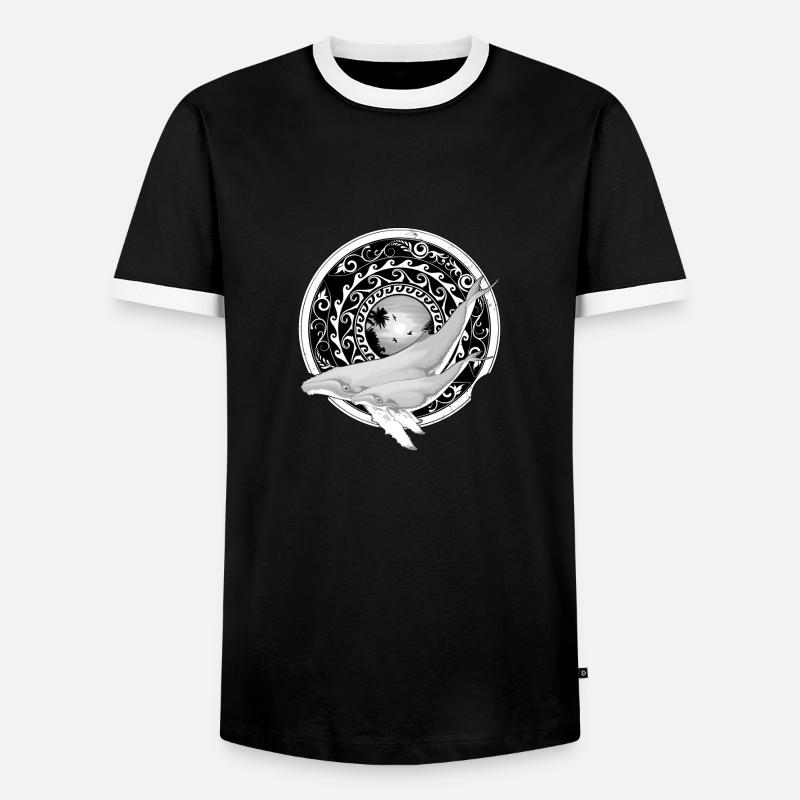 Buckelwale - Männer Kontrast-T-Shirt - Schwarz/Weiß