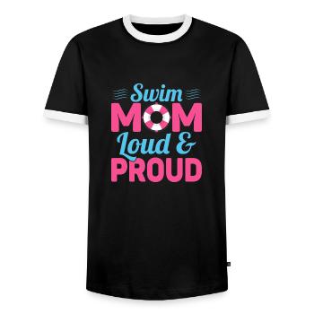 Swim Mom Loud & Proud Family Swimming - Männer Kontrast-T-Shirt - Schwarz/Weiß - Vorne - AI Model Female 172 light (172cm) & AI Model Male 178 light (178cm)