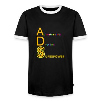 ADS - Männer Kontrast-T-Shirt - Schwarz/Weiß - Vorne - AI Model Female 172 light (172cm) & AI Model Male 178 light (178cm)