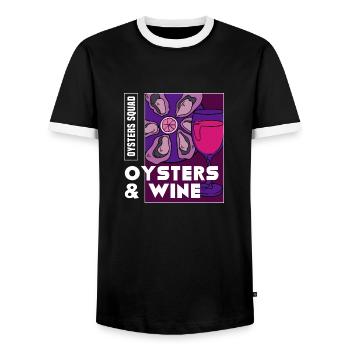 Huîtres et vin Ironic Sayig Seafood Chef - T-shirt contrasté Homme - noir/blanc - Devant - AI Model Female 172 light (172cm) & AI Model Male 178 light (178cm)