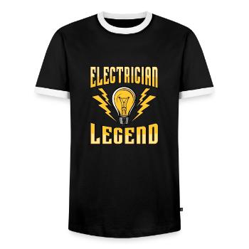Ironie du dicton électricien Craftsman Electro - T-shirt contrasté Homme - noir/blanc - Devant - AI Model Female 172 light (172cm) & AI Model Male 178 light (178cm)