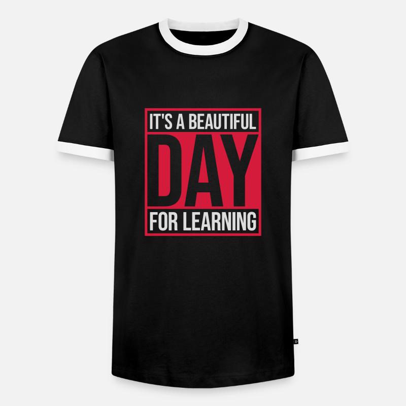 beautiful day for learning - Men's Ringer Shirt - black/white