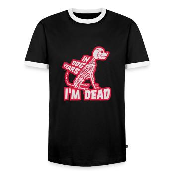 in dog years Dead - Men's Ringer Shirt - black/white - Front - AI Model Female 172 light (172cm) & AI Model Male 178 light (178cm)