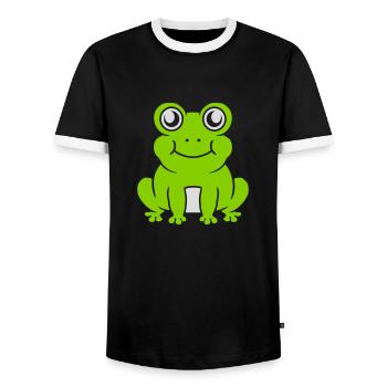 Bande dessinée douce grenouille assise - T-shirt contrasté Homme - noir/blanc - Devant - AI Model Female 172 light (172cm) & AI Model Male 178 light (178cm)