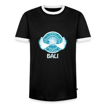 Raies manta Bali Indonésie - T-shirt contrasté Homme - noir/blanc - Devant - AI Model Female 172 light (172cm) & AI Model Male 178 light (178cm)