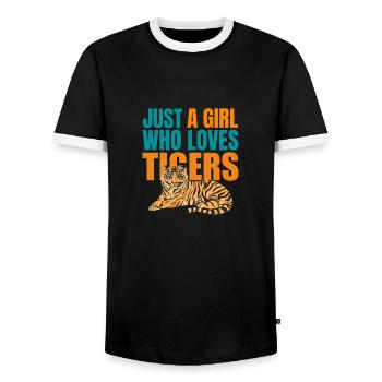 JUSTE UNE FILLE QUI AIME LES TIGRES - T-shirt contrasté Homme - noir/blanc - Devant - AI Model Female 172 light (172cm) & AI Model Male 178 light (178cm)