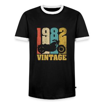 1982 Né anniversaire motard moto cadeau - T-shirt contrasté Homme - noir/blanc - Devant - AI Model Female 172 light (172cm) & AI Model Male 178 light (178cm)