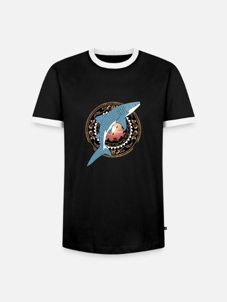 Whale Shark Hawaiian - Men's Ringer Shirt - black/white