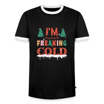I'm freakin cold Ich hasse den Winter lustig Kalt - Männer Kontrast-T-Shirt - Schwarz/Weiß - Vorne - AI Model Female 172 light (172cm) & AI Model Male 178 light (178cm)