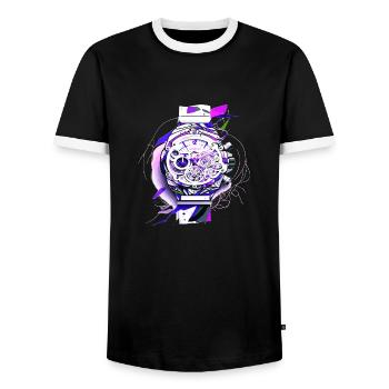 Montre pour homme comme chronographe pour le collectionneur de montres - T-shirt contrasté Homme - noir/blanc - Devant - AI Model Female 172 light (172cm) & AI Model Male 178 light (178cm)