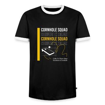 Sac à lancer Cornhole Player Sack - T-shirt contrasté Homme - noir/blanc - Devant - AI Model Female 172 light (172cm) & AI Model Male 178 light (178cm)