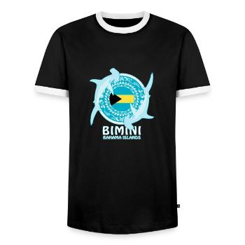 Bimini hammerhead shark - Men's Ringer Shirt - black/white - Front - AI Model Female 172 light (172cm) & AI Model Male 178 light (178cm)