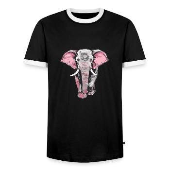 Hako l éléphant - T-shirt contrasté Homme - noir/blanc - Devant - AI Model Female 172 light (172cm) & AI Model Male 178 light (178cm)