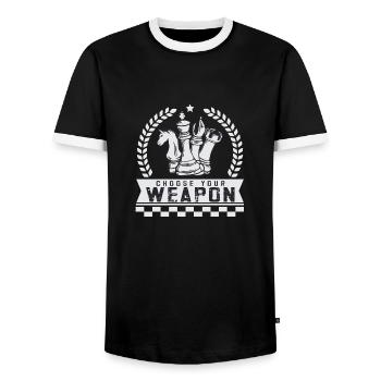 Lusitger Schachspieler Spruch I Schach - Männer Kontrast-T-Shirt - Schwarz/Weiß - Vorne - AI Model Female 172 light (172cm) & AI Model Male 178 light (178cm)