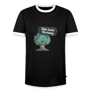 Bitte keine Werbung sagt der Baum - Männer Kontrast-T-Shirt - Schwarz/Weiß - Vorne - AI Model Female 172 light (172cm) & AI Model Male 178 light (178cm)