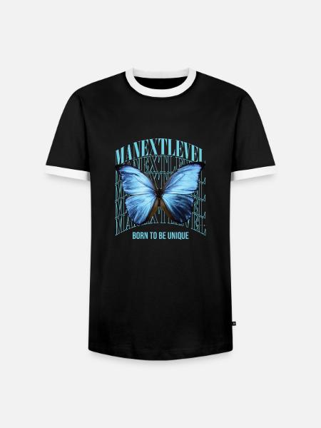 Manextlevel Butterfly - Männer Kontrast-T-Shirt - Schwarz/Weiß