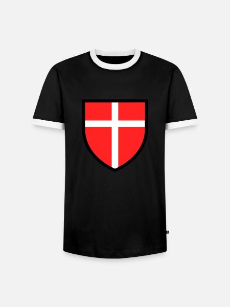 Blason croix blanche sur fond rouge - T-shirt contrasté Homme - noir/blanc