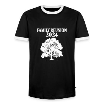 Familientreffen 2024 wieder zusammen - Männer Kontrast-T-Shirt - Schwarz/Weiß - Vorne - AI Model Female 172 light (172cm) & AI Model Male 178 light (178cm)