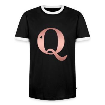 Buchstabe Q roségold - Männer Kontrast-T-Shirt - Schwarz/Weiß - Vorne - AI Model Female 172 light (172cm) & AI Model Male 178 light (178cm)