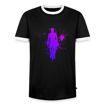 Cycling Cycling Cycling Cycling - Men's Ringer Shirt - black/white - Front - AI Model Female 172 light (172cm) & AI Model Male 178 light (178cm)
