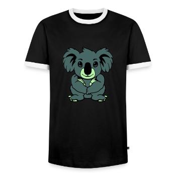 Koala Bear Comic Animal - Men's Ringer Shirt - black/white - Front - AI Model Female 172 light (172cm) & AI Model Male 178 light (178cm)
