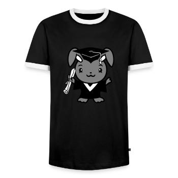 Bunny College School Graduation Abitur Certificate Sweet - Men's Ringer Shirt - black/white - Front - AI Model Female 172 light (172cm) & AI Model Male 178 light (178cm)