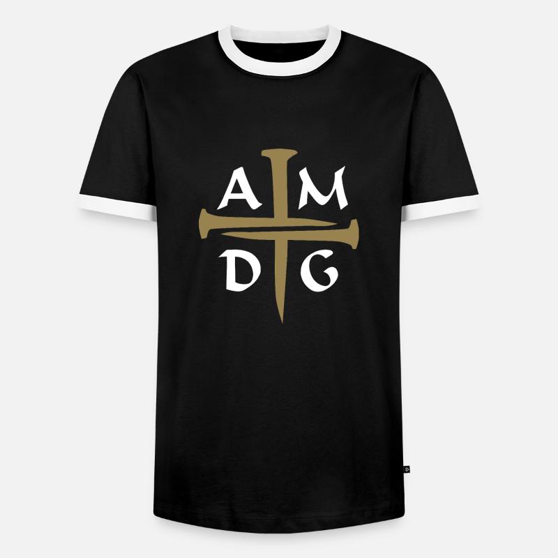Three Nails Cross AMDG - Men's Ringer Shirt - black/white