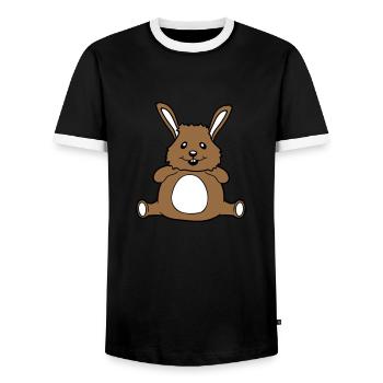 Hase Pummelig Dick Fett Rund Übergewicht Hungrig - Männer Kontrast-T-Shirt - Schwarz/Weiß - Vorne - AI Model Female 172 light (172cm) & AI Model Male 178 light (178cm)