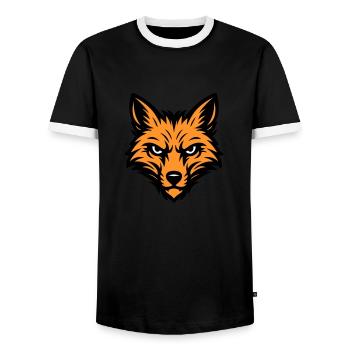 Fox Head Animal - Men's Ringer Shirt - black/white - Front - AI Model Female 172 light (172cm) & AI Model Male 178 light (178cm)