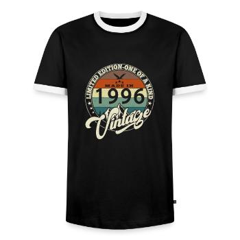 Jahrgang 1996 Das Beste von 1996 - 29 Jahre alter Geburtstag - Männer Kontrast-T-Shirt - Schwarz/Weiß - Vorne - AI Model Female 172 light (172cm) & AI Model Male 178 light (178cm)