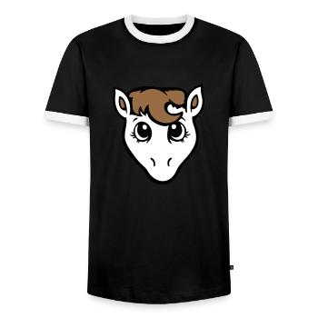 cheval mignon poney fille femelle fille cheval fille - T-shirt contrasté Homme - noir/blanc - Devant - AI Model Female 172 light (172cm) & AI Model Male 178 light (178cm)