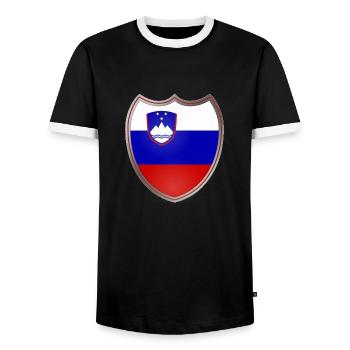 Slovénie (Slovénie _Wappen) - T-shirt contrasté Homme - noir/blanc - Devant - AI Model Female 172 light (172cm) & AI Model Male 178 light (178cm)