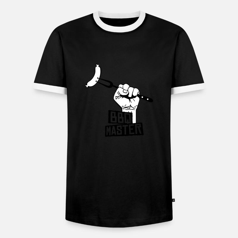 bbq master - Men's Ringer Shirt - black/white