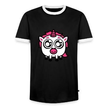 Glupschi Einhorn - Männer Kontrast-T-Shirt - Schwarz/Weiß - Vorne - AI Model Female 172 light (172cm) & AI Model Male 178 light (178cm)