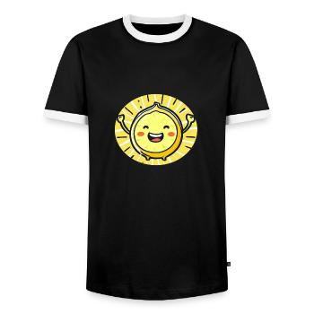 Happy lemon - Men's Ringer Shirt - black/white - Front - AI Model Female 172 light (172cm) & AI Model Male 178 light (178cm)