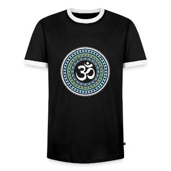 Mandala Om Yoga ésotérisme - T-shirt contrasté Homme - noir/blanc - Devant - AI Model Female 172 light (172cm) & AI Model Male 178 light (178cm)