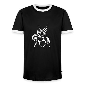 pferd mit flügel - Männer Kontrast-T-Shirt - Schwarz/Weiß - Vorne - AI Model Female 172 light (172cm) & AI Model Male 178 light (178cm)