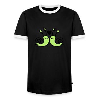 verliebte Schnecken - Männer Kontrast-T-Shirt - Schwarz/Weiß - Vorne - AI Model Female 172 light (172cm) & AI Model Male 178 light (178cm)