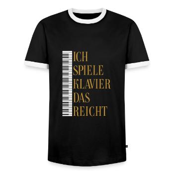 Ich spiele Klavier, Piano, Flügel, Keyboard - Männer Kontrast-T-Shirt - Schwarz/Weiß - Vorne - AI Model Female 172 light (172cm) & AI Model Male 178 light (178cm)