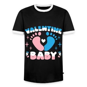 Saint-Valentin Anniversaire Naissance de bébé 14 février - T-shirt contrasté Homme - noir/blanc - Devant - AI Model Female 172 light (172cm) & AI Model Male 178 light (178cm)