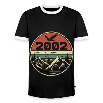 Jahrgang 2002 Klassik 2002 Retro 2002 Geschenk 2002 - Männer Kontrast-T-Shirt - Schwarz/Weiß - Vorne - AI Model Female 172 light (172cm) & AI Model Male 178 light (178cm)