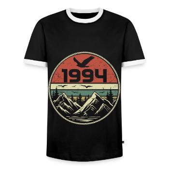 Vintage 1994 Classique 1994 rétro 1994 Cadeau 1994 - T-shirt contrasté Homme - noir/blanc - Devant - AI Model Female 172 light (172cm) & AI Model Male 178 light (178cm)