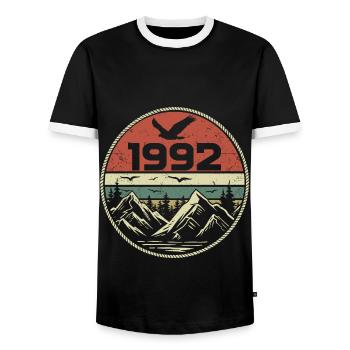 Vintage 1992 Classic 1992 Retro 1992 Gift 1992 - Men's Ringer Shirt - black/white - Front - AI Model Female 172 light (172cm) & AI Model Male 178 light (178cm)