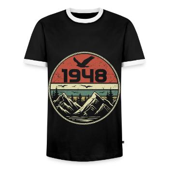 Vintage 1948 Classique 1948 rétro 1948 Cadeau 1948 - T-shirt contrasté Homme - noir/blanc - Devant - AI Model Female 172 light (172cm) & AI Model Male 178 light (178cm)