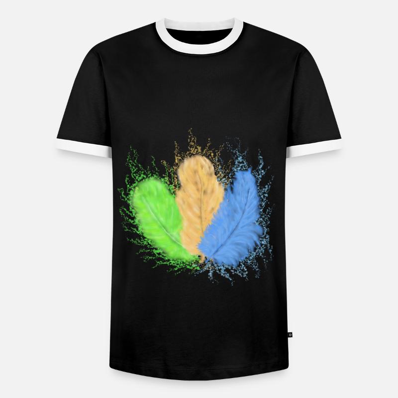 Feathers, colourfully mixed - Men's Ringer Shirt - black/white