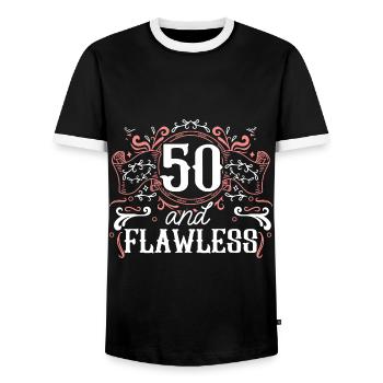 50th Birthday Party Bday Fiftieth Birthday - Men's Ringer Shirt - black/white - Front - AI Model Female 172 light (172cm) & AI Model Male 178 light (178cm)